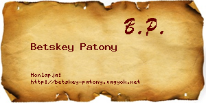 Betskey Patony névjegykártya